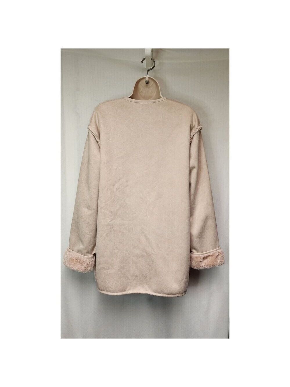 Ellison ELLA Faux Suede Fur lined Double Breasted Zip Coat Pink Size Large - Picture 6 of 8